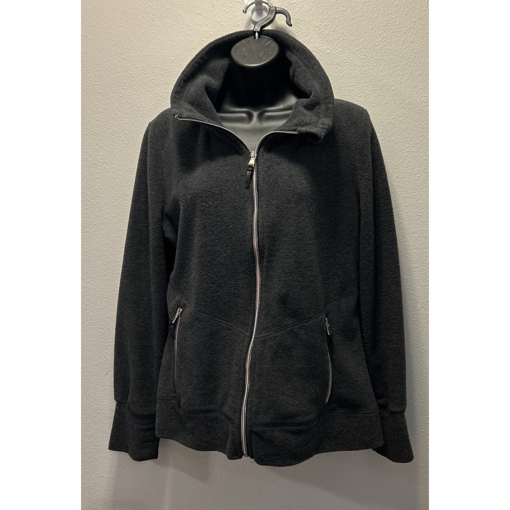 Calvin Klein Sweater‎ Women Medium Gray Fleece Performance  Full Zip Jacket *